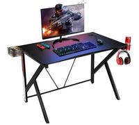 COSTWAY Bureau Gamer Bureau de Jeu pour Gaming avec Stockage Vidéo, Porte-Gobelet et Crochet 115 x 73 x 76,5 CM