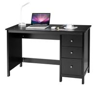 COSTWAY Bureau imformatique, Table d'Ordinateur 120 x 50 x75 cm Spacieux avec 3 Tiroirs, Style Moderne Coloris Noir