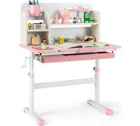 COSTWAY Bureau pour enfants réglable en hauteur, bureau pour adolescents Table à dessin pour enfants de 3 à 12 ans 80 x 51 x 110,5cm (rose)