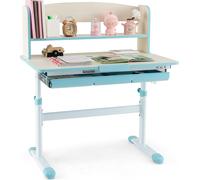 COSTWAY Bureau pour enfants réglable en hauteur, bureau pour adolescents Table à dessin pour enfants de 3 à 12 ans (bleu)