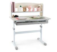 COSTWAY Bureau pour enfants réglable en hauteur, bureau pour adolescents Table à dessin pour enfants de 3 à 12 ans (gris)