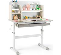 COSTWAY Bureau pour enfants réglable en hauteur, bureau pour adolescents Table à dessin pour enfants de 3 à 12 ans 80 x 51 x 110,5cm (Gris)