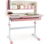COSTWAY Bureau pour enfants réglable en hauteur, bureau pour adolescents Table à dessin pour enfants de 3 à 12 ans (rose)