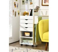COSTWAY Caisson à roulettes réversible Armoire à dossiers sur roulettes Armoire de bureau avec tiroirs Barres & compartiments ouverts Blanc
