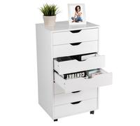 COSTWAY Caisson Bureau à roulettes 7 Tiroirs, Meuble Rangement pour Papier, Document, Lettre, 48 x 40 x 89 cm Blanc