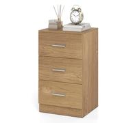 COSTWAY Caisson Bureau Bois 3 Tiroirs pour Feuilles A4, Lettre,Dossiers et Documents, Commode Tiroir Rangement pour Bureau, Chambre, 37 x 34 x 66,5 CM(Lot de 1,Naturel)