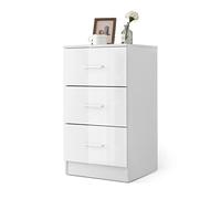 COSTWAY Caisson Bureau Laquée 3 Tiroirs pour Feuilles A4, Lettre,Dossiers et Documents, Commode Tiroir Rangement pour Bureau, Chambre, 37 x 34 x 66,5 CM (Blanc, Lot de 1)