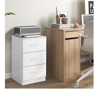 COSTWAY Caisson de Bureau Meuble de Rangement avec 3 Tiroirs pour Feuilles A4, Lettre,Dossiers 37 x 34 x 66,5 CM Blanc