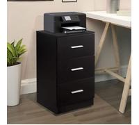 COSTWAY Caisson de Bureau Meuble de Rangement avec 3 Tiroirs pour Lettre,Dossiers et Documents Noir