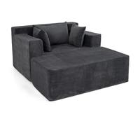 COSTWAY Canapé Lit Convertible 1 Place avec Pouf en Velours Côtelé | Fauteuil Longue avec Housse Amovible Lavable, 3 Coussins, Accoudoirs Larges, Sans Montage pour Studio Salon Chambre Dortoir