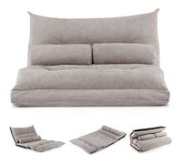 COSTWAY Canapé Lit Convertible, Dossier Réglable 42 Positions, 2 Coussins inclus. - 1 Place Gris