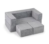COSTWAY Canapé modulaire pour enfants, Canapé de jeu en mousse avec housse peluche amovible, Canapé modulaire dépliant pour garçons & filles, Fauteuil pour enfants