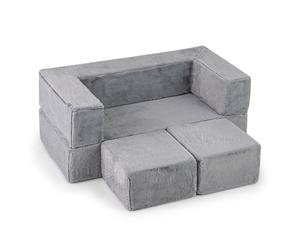 COSTWAY Canapé modulaire pour enfants, Canapé de jeu en mousse avec housse peluche amovible, Canapé modulaire dépliant pour garçons & filles, Fauteuil pour enfants