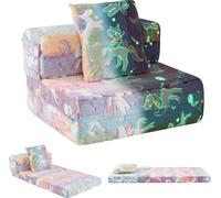 COSTWAY Canapé pour enfants 3 en 1 Lumineux dans le noir, Fauteuil pour enfants avec coussin & housse, Canapé pour enfants avec fonction sommeil, Canapé de jeu pour chambre d'enfant, Coloré