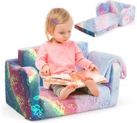 COSTWAY Canapé pour enfants avec couverture, canapé/lit pliant 2 en 1 pour jeunes enfants, fauteuil en mousse qui brille dans le noir, idée de cadeau à partir de 3 ans