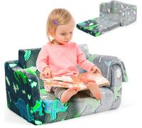 COSTWAY Canapé pour enfants avec couverture, canapé/lit pliant 2 en 1 pour jeunes enfants, fauteuil en mousse qui brille dans le noir, idée de cadeau à partir de 3 ans