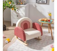 COSTWAY Canapé pour enfants Chaise à bascule, Fauteuil pour enfants Teddy matériel velours & pieds en bois massif, design anti-basculement, Mini fauteuil pour chambre d'enfant, Chaise pour jeunes enfa