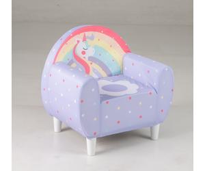 COSTWAY Canapé pour enfants, fauteuil rembourré pour jeunes enfants avec tissu Élasthanne respirant rembourré de mousse, canapé de lecture licorne coloré Lila
