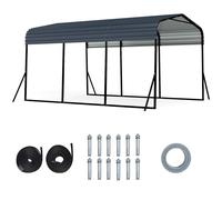 COSTWAY Carport Tente garage 440x300cm, Tente garage étanche avec cadre métallique & 4 pieds obliques supplémentaires, Abri voiture, Tente de stockage, Tente de réception