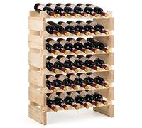 COSTWAY Casier à Bouteilles pour 36 Bouteilles, Étagère à Vin en Bois de Pin, Porte-Bouteilles à 6 Niveaux Modulable et Extensible, Range Bouteille Robustes pour Cave, Cuisine, Bars, Naturel
