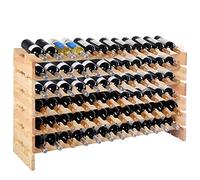COSTWAY Casier à Bouteilles pour 72 Bouteilles, Étagère à Vin en Bois de Pin, Porte-Bouteilles à 6 Niveaux Modulable et Extensible, Range Bouteille Robustes pour Cave, Cuisine, Bars, Naturel