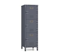 COSTWAY Casson de Bureau en Métal à 3 Niveaux, 3 Portes Verrouillables, Pieds Réglables, Kit Anti-Renversement, pour Bureau,