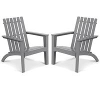 COSTWAY Chaise Adirondack, Chaise Adirondack en bois d'acacia, Fauteuil de jardin pouvant supporter jusqu'à 160 kg Gris