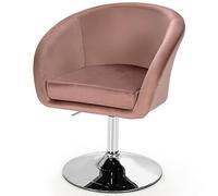 COSTWAY Chaise Coiffeuse Pivotante en Velours, Fauteuil de Bureau sans roulettes Hauteur Réglable, Chaise de Bureau en Éponge Élastique, Base Galvanisée, Charge 125kg(Rose)
