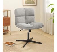 COSTWAY Chaise de Bureau en Imitation Laine d'agneau sans Accoudoirs, Chaise Pivotante à Pieds Croisés Métal avec Assise Large, Hauteur Réglable, Charge 160 kg, pour Salon, Chambre, Bureau, Gris