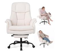 COSTWAY Chaise de Bureau Ergonomique avec 5 roulettes (Blanc)
