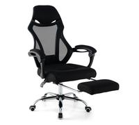 COSTWAY Chaise de Bureau Ergonomique en Maille avec Repose-pieds, Dossier Réglable, Appui-tête, Accoudoirs Siège Haute 44,5-51,5 cm