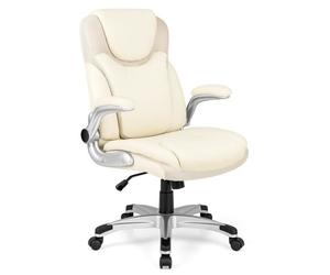 COSTWAY Chaise de Bureau Ergonomique Pivotante en Cuir PU, Hauteur du siège Réglable 49-59 cm, Charge Max. 160kg, Moderne