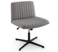 COSTWAY Chaise de Bureau Pivotante avec Siège Rembourré Large, Bascule à 120°, Hauteur Réglable, Sans Accoudoirs, Gris