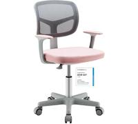 COSTWAY Chaise de Bureau Pivotante Enfants avec Hauteur Réglable 80-91,5cm, Siège à roulettes Enfants avec Dossier & Accoudoirs Ergonomique, Coussin Amovible, Charge 150kg pour 3-10 Ans