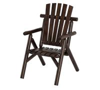 COSTWAY Chaise de Jardin en Bois Massif, Fauteuil Adirondack, Dossier Haut à Lattes, Assise Incurvée, Accoudoirs, Chaise Extérieur pour Terrasse Balcon Piscine, Charge 150 kg, 67x81x107 cm (Marron)