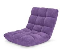 COSTWAY Chaise de sol Paresseux - Dossier Réglable à 14 Angles 90°-180° Tatami Fauteuil pour Lecture, Méditation Violet