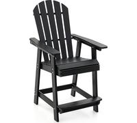 COSTWAY Chaise haute Adirondack avec repose-pieds, accoudoirs, tabouret de bar résistant aux intempéries en PEHD, noir