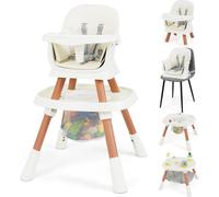 COSTWAY Chaise haute bébé 16 en 1, Chaise haute pour enfant, table de jeu, planche de construction avec plateau, harnais 5 points & panier, Chaise bébé pour enfants de 6 mois et plus