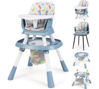 COSTWAY Chaise haute bébé 16 en 1, Chaise haute pour enfant, table de jeu, planche de construction avec plateau, harnais 5 points & panier, Chaise bébé pour enfants de 6 mois et plus