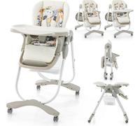 COSTWAY Chaise haute bébé pliable, Chaise haute pour enfant avec hauteur réglable, repose-pieds & dossier pour 6-36 mois (Blanc)