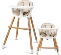 COSTWAY Chaise haute pour bébé 2 en 1 Chaise haute pour enfant avec tablette réglable & repose-pieds pour jeunes enfants & nourrissons Bois