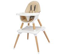 COSTWAY Chaise haute pour bébé 4 en 1, Chaise haute & Chaise à manger & Groupe de sièges pour enfants réglable en hauteur avec ceinture de sécurité & plateau amovible Kaki