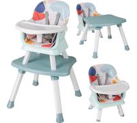 COSTWAY Chaise haute pour bébé 6 en 1, Chaise haute pour enfant avec ceinture de sécurité & plateau amovible, Chaise haute combinée, Coloré
