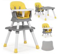 COSTWAY Chaise haute pour bébé 6 en 1, Chaise haute pour enfant avec ceinture de sécurité & plateau amovible, Chaise haute combinée, Jaune