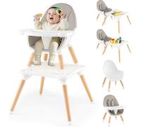 COSTWAY Chaise haute pour bébé 6 en 1, Chaise haute pour enfant avec tablette de construction, double plateau, chaise haute pour bébé, chaise haute combinée pour enfants de 6 à 36 mois, Gris