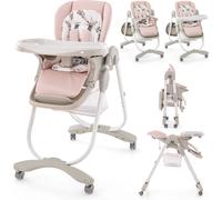 COSTWAY Chaise haute pour bébé pliable, Chaise haute pour enfant avec hauteur, dossier & repose-pieds réglables pour 6-36 mois (Rose)