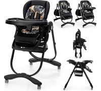 COSTWAY Chaise haute pour bébé pliable, Chaise haute pour enfant avec hauteur, dossier & repose-pieds réglables pour 6-36 mois (Noir)