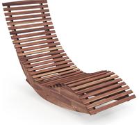 COSTWAY Chaise longue en bois d'acacia, chaise longue de jardin ergonomique, jusqu'à 160kg 157x60x76cm
