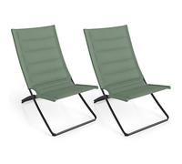 COSTWAY Chaise longue pliante, lot de 2, chaise de plage avec dossier et assise rembourrés, chaise longue, chaise pliante, chaise de jardin jusqu'à 150 kg, vert