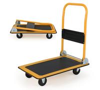 COSTWAY Chariot à Plateforme, Chariot Diable Pliable de Transport, avec 4 Roues Pivotantes Antidérapants, pour Garage Équipement Entrepôt Déménagement Aide au Transport, Charge 150 KG (Noir+Jaune)